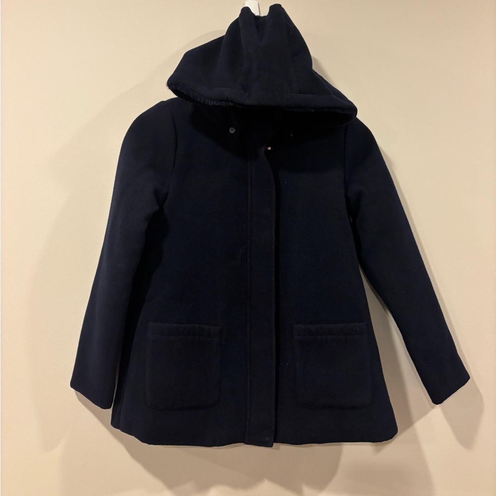 Mayoral Girl's Navy Blue Parka Coat Heavy Fur Lined Removable Hood size 12